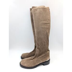 Stuart Weitzman Mercer Bold Suede Knee High Boots Women's Khaki Size US10 EU40.5